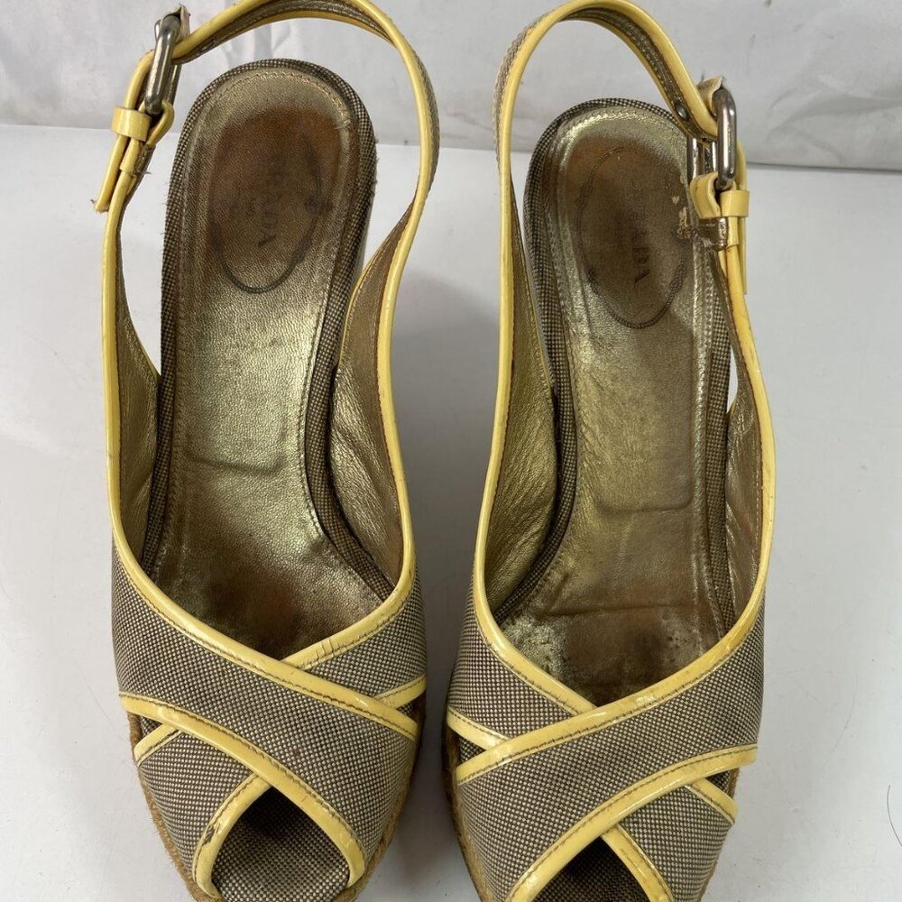Prada Gold Brown Wedge Heels – Women’s US 6.5